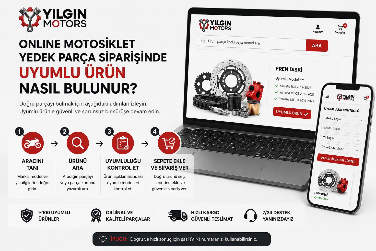 Online Motosiklet Yedek Parca Siparisinde Uyumlu Urun Nasil Bulunur?